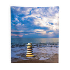 Stacking Stones Beach Tapestry