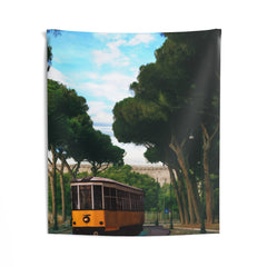 Tram Under Tree Vintage Tapestry