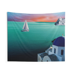 Santorini Greece Tapestry