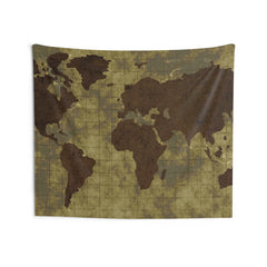 Worldmap Green Tapestry