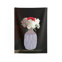 White Flower Vase Tapestry