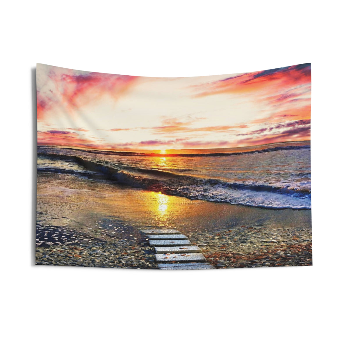 Beach Path Sunrise Tapestry
