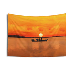 Sunset Boat Tapestry