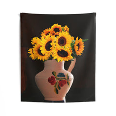 Sunflower White Vase Tapestry