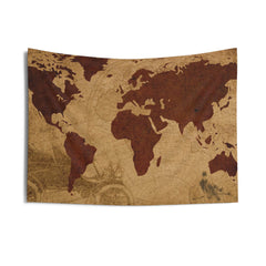 Worldmap Black Tapestry