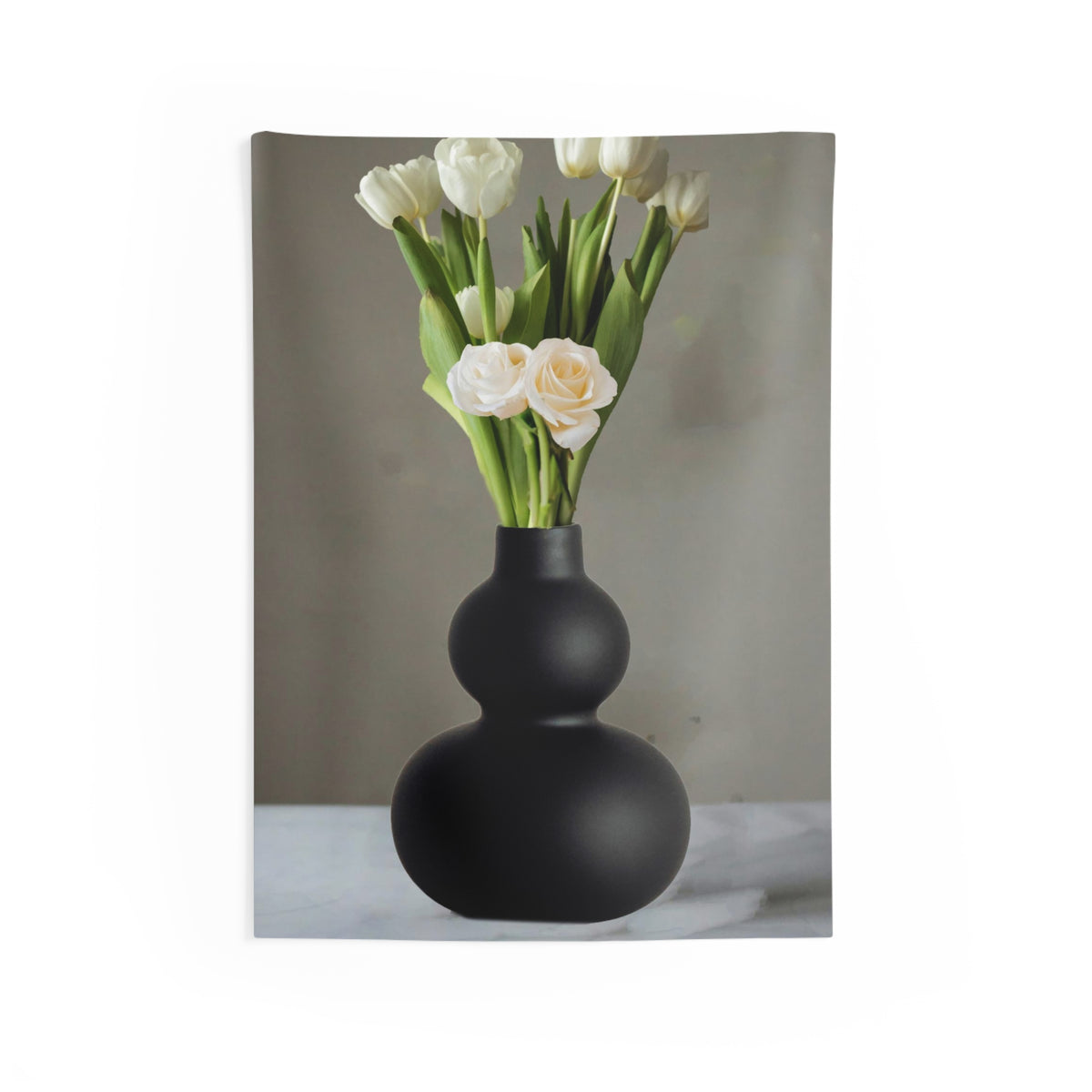 Black Flower Vase Tapestry