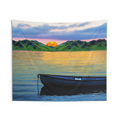 Mountain Lake Sunrise Tapestry