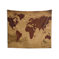 Worldmap Black Tapestry