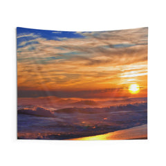 Sea Waves Beach Sunset Tapestry