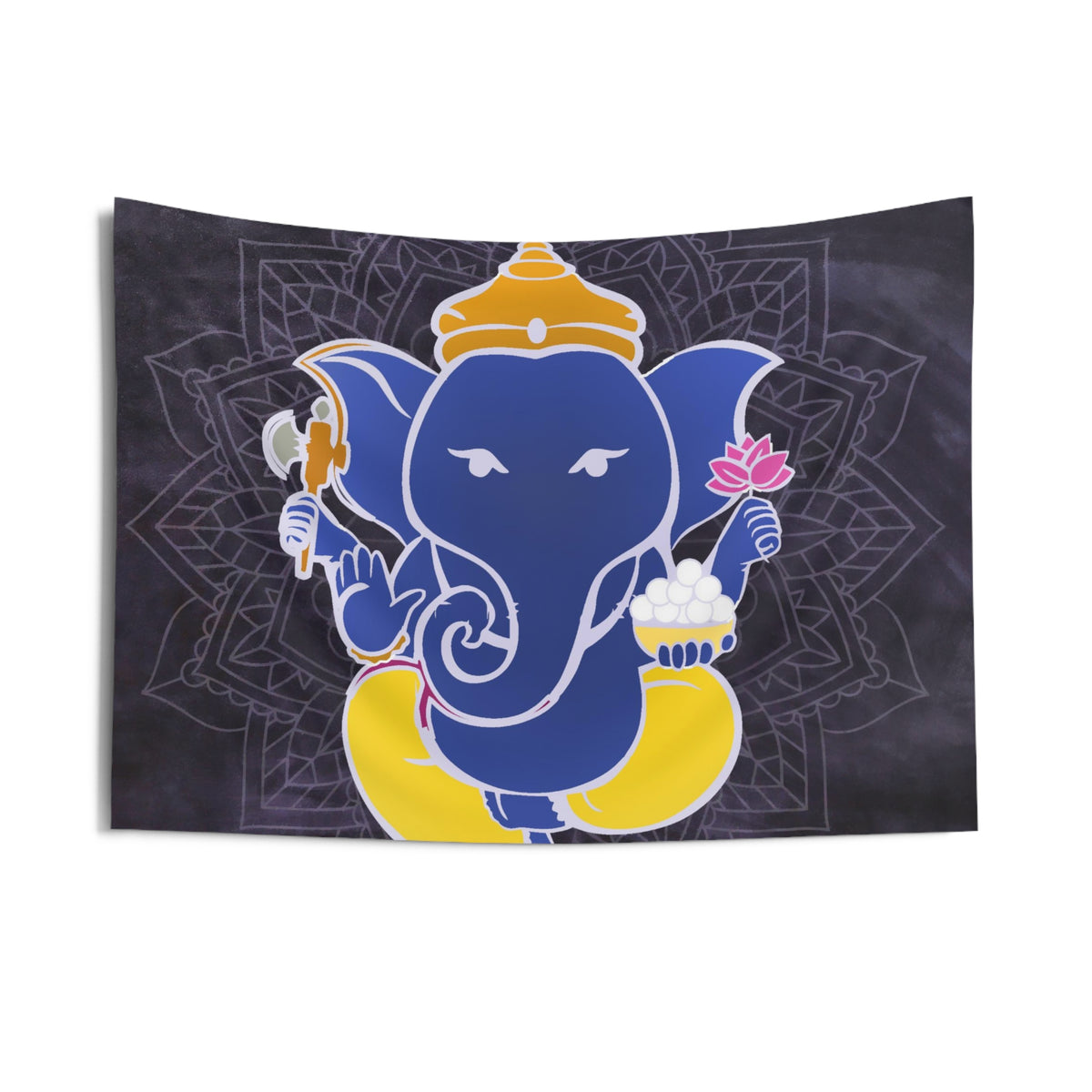 Yellow Blue Ganesha Tapestry