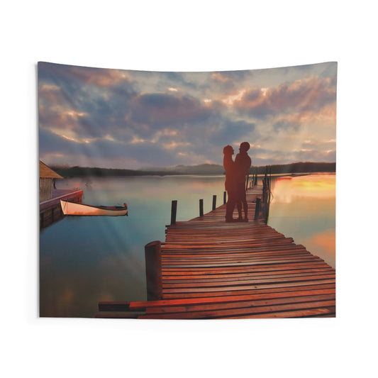 Couple Love on Jetty Tapestry