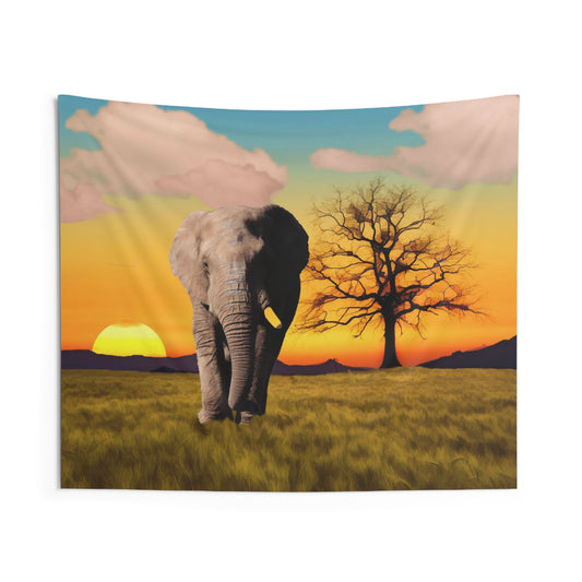 Elephant Sunset Tapestry