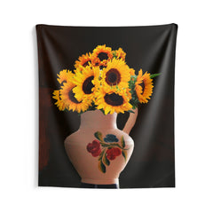 Sunflower White Vase Tapestry