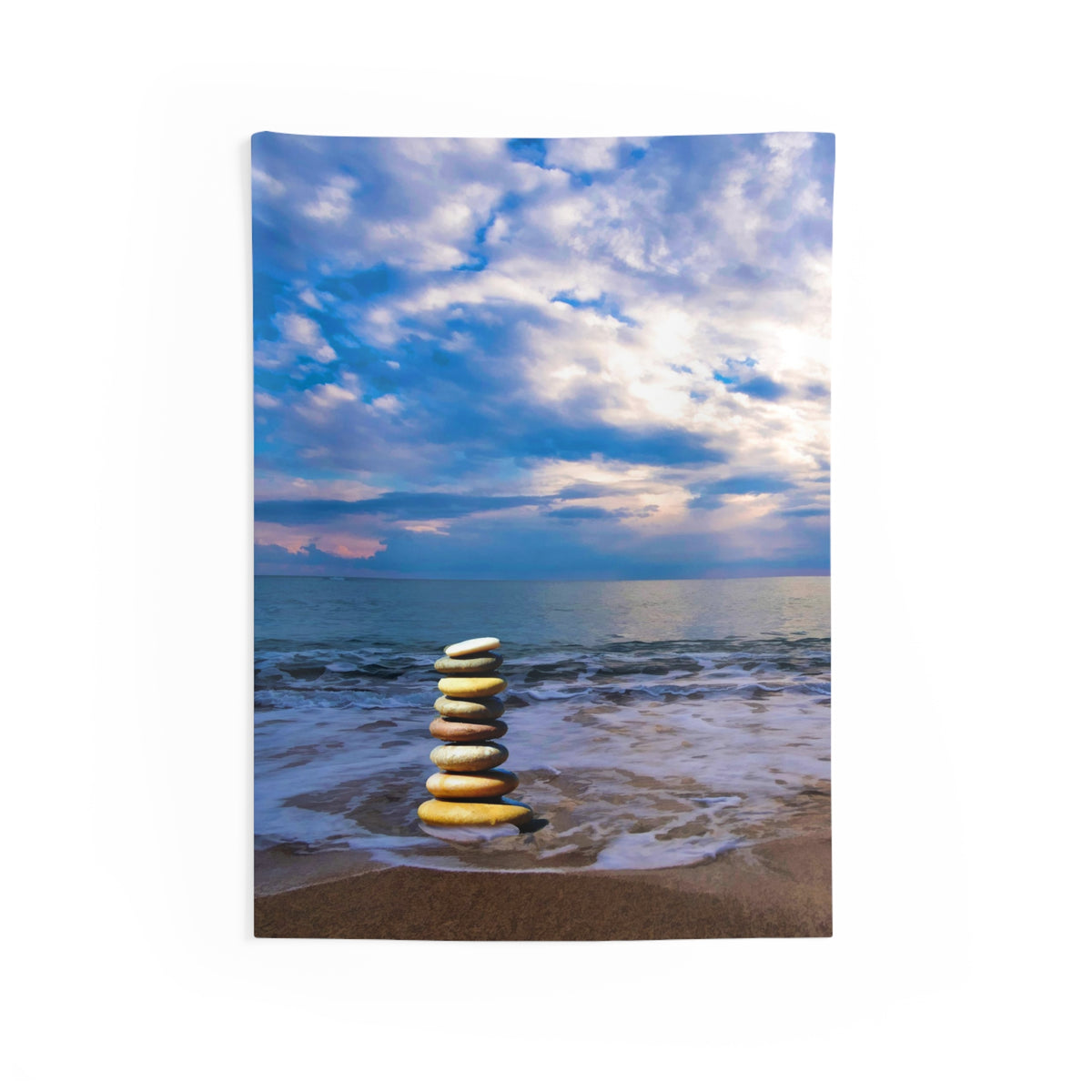 Stacking Stones Beach Tapestry