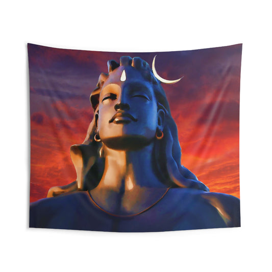 Adiyogi Shiva Red Tapestry