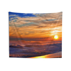 Sea Waves Beach Sunset Tapestry