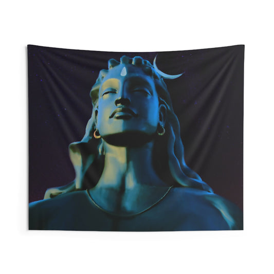 Blue Adiyogi Shiva Tapestry