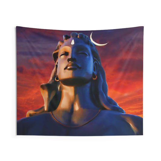 Adiyogi Shiva Red Tapestry