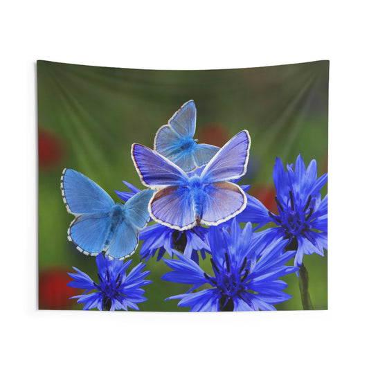 Blue And White Butterfly Tapestry