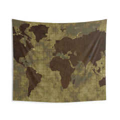 Worldmap Green Tapestry