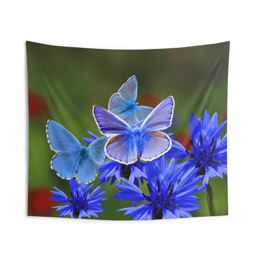 Blue And White Butterfly Tapestry