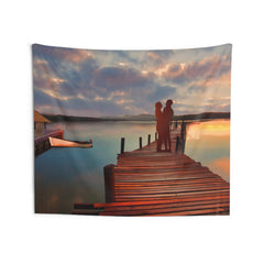 Couple Love on Jetty Tapestry