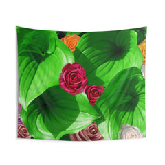 Colorfull Roses With Leaf Tapestry