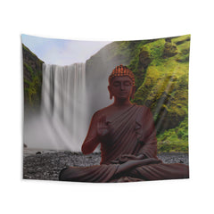 Buddha Meditation Pose Waterfall Tapestry