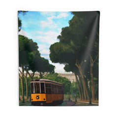 Tram Under Tree Vintage Tapestry