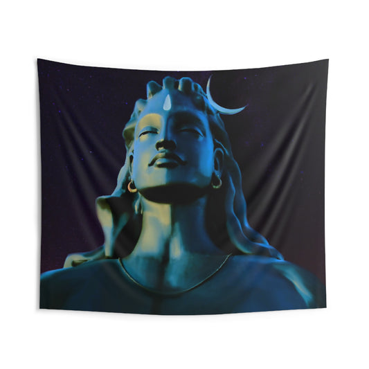 Blue Adiyogi Shiva Tapestry