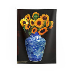 Blue Vase Sunflower Tapestry