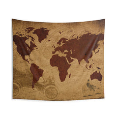 Worldmap Black Tapestry