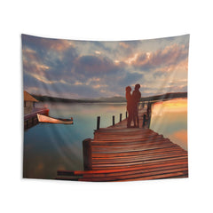 Couple Love on Jetty Tapestry