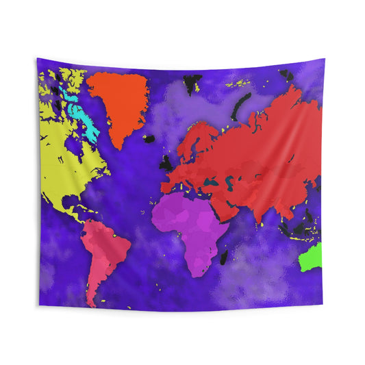 Colorfull World Map Tapestry