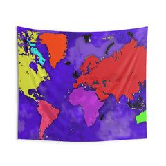 Colorfull World Map Tapestry