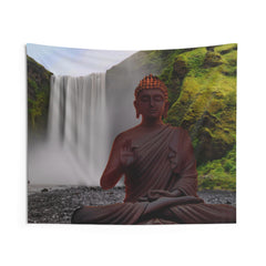 Buddha Meditation Pose Waterfall Tapestry