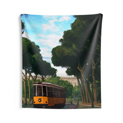 Tram Under Tree Vintage Tapestry