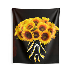Sunflower Vase Yellow And Black Tapestry