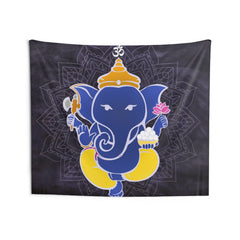 Yellow Blue Ganesha Tapestry