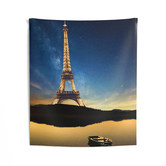 Eiffel Tower And Boat Paris Tapestry