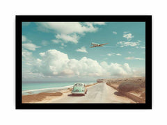 Car Beach Road Framed Print