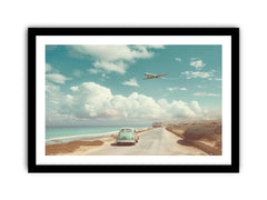 Car Beach Road Framed Print