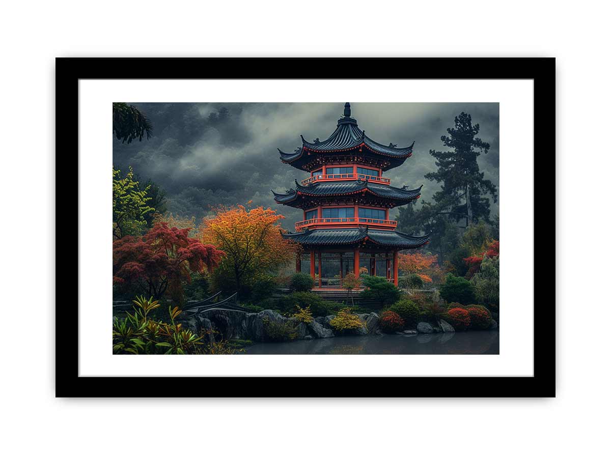 Maple Mountain Pagoda Framed Print