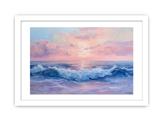 Pink Sunrise Sea Framed Print