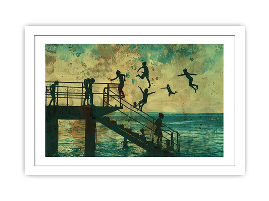 Kids Dive Art Framed Print