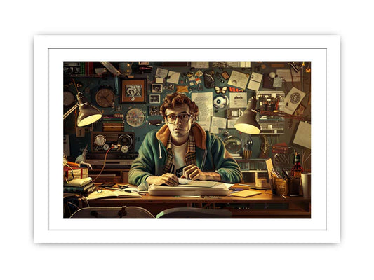 Genius at Work Framed Print