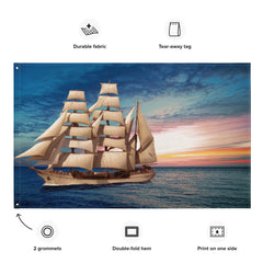 Sailing Ship Sunset Flag