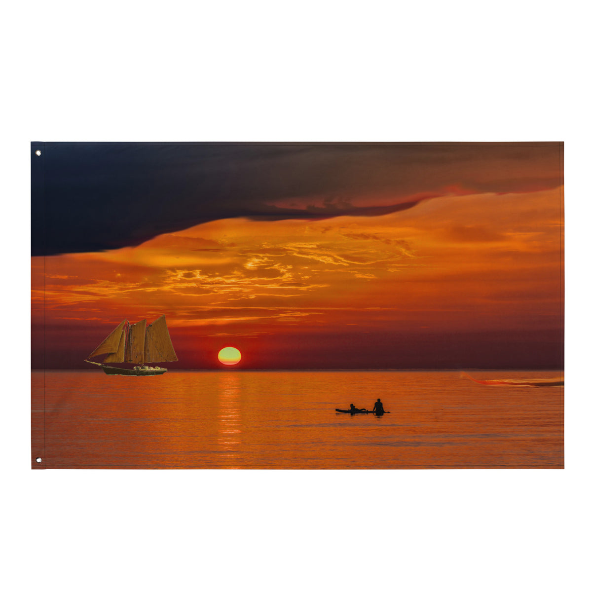 Fisherman and Ship  Flag Tapestry wall hanging