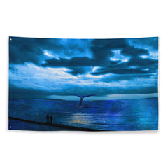 Dolphin  Nightsky Painting Flag Tapestry