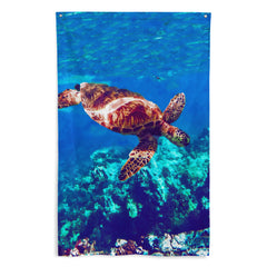 Sea Turtle Original Painting Flag Tapestry